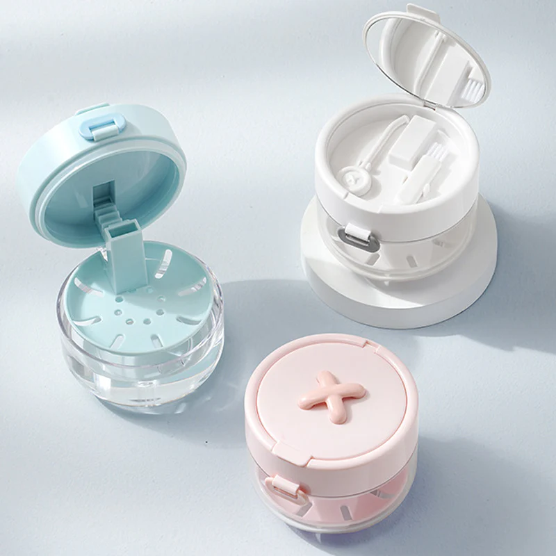 Retainer Mouth Guard Soak Container Box, Denture Bath Case with Strainer Basket