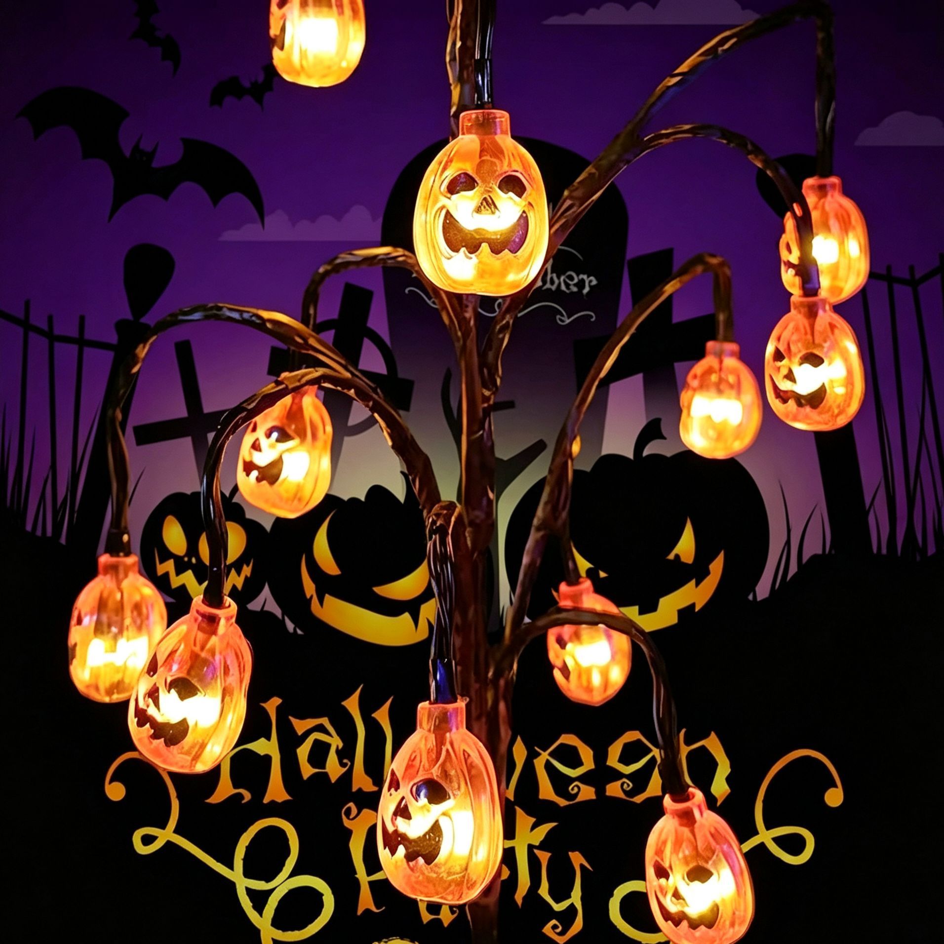 🔥Pumpkin Solar Branch Lights -🎃Halloween Garden Stakes