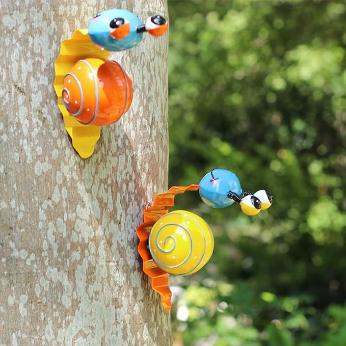 Handcrafted Metal Snail Garden Ornament | Set of 2