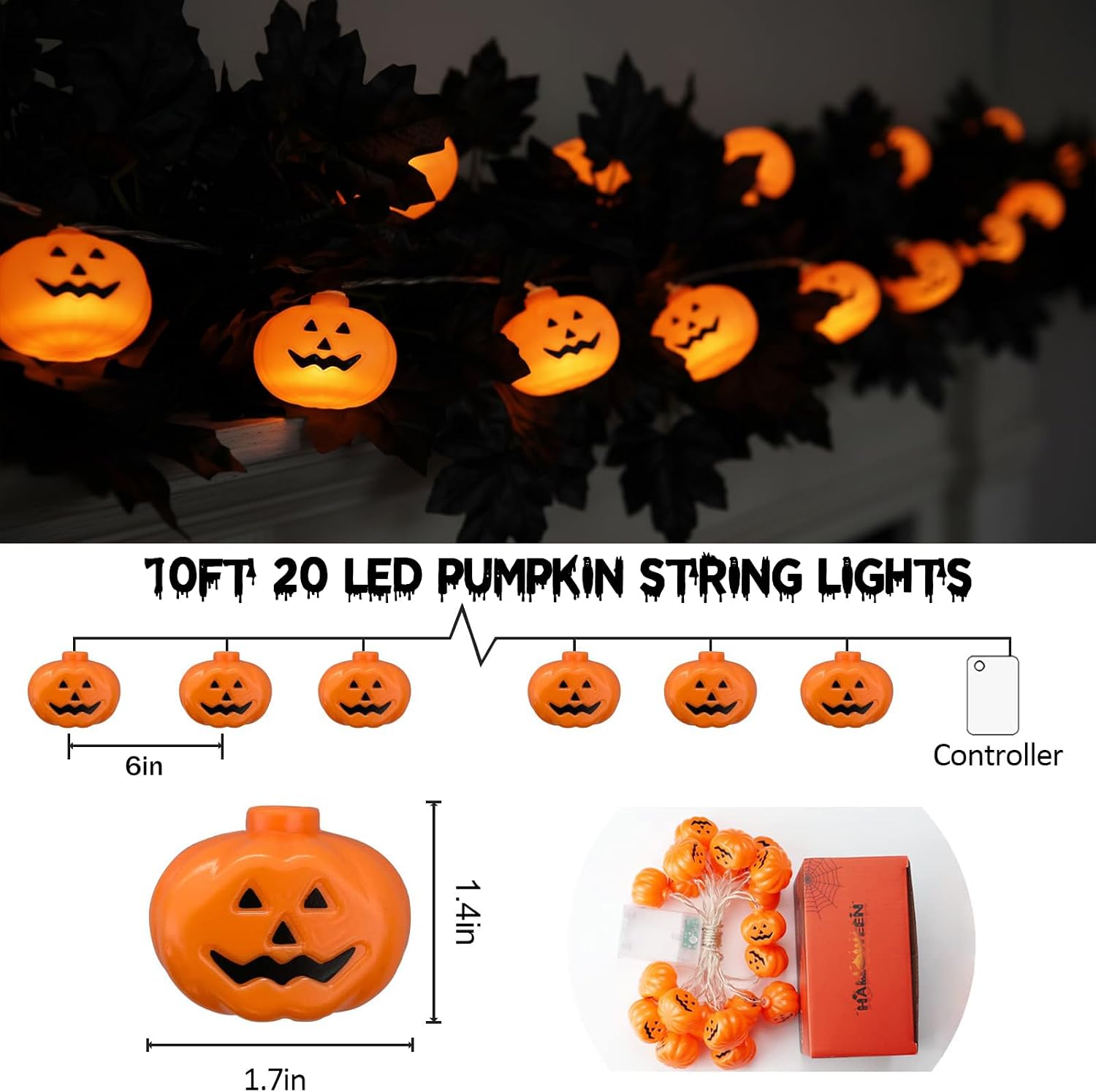 Halloween Decorations Pumpkin String Lights