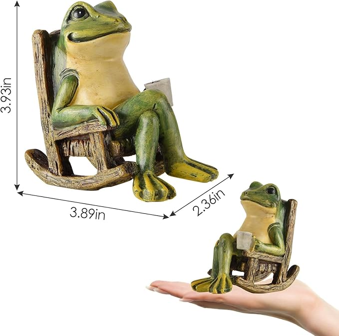 Miniature Frog Garden Statue | Hand Painted Art | Christmas Gift