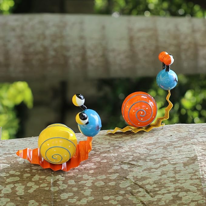 Handcrafted Metal Snail Garden Ornament | Set of 2