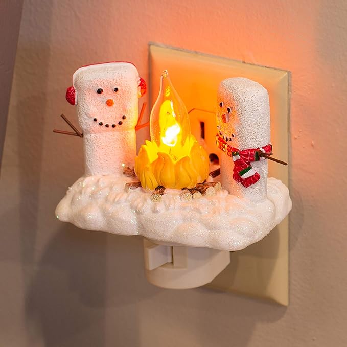 Christmas Snowman Night Light with Flame Effect | Resin Art | Hand Painted Art
