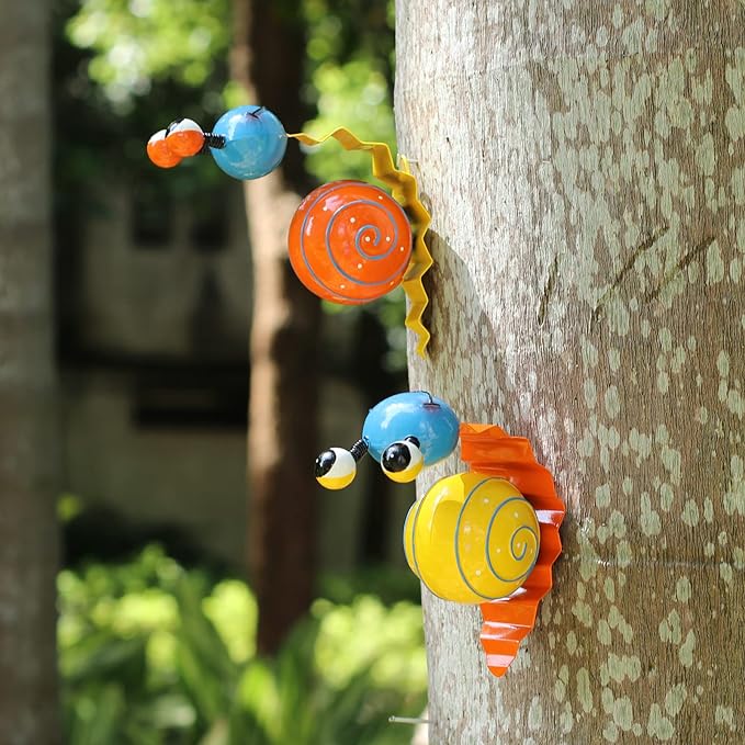 Handcrafted Metal Snail Garden Ornament | Set of 2