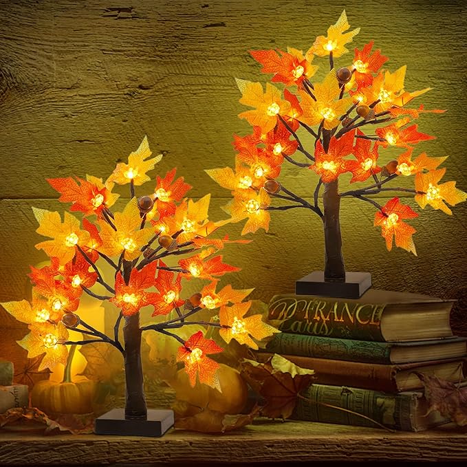 Fall Artificial Maple Tree with 36 LED Lights and Timer|24" High