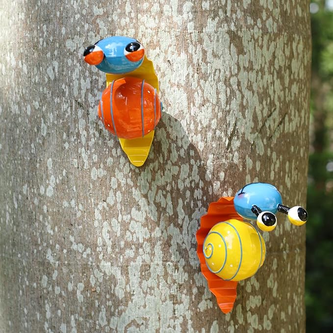 Handcrafted Metal Snail Garden Ornament | Set of 2