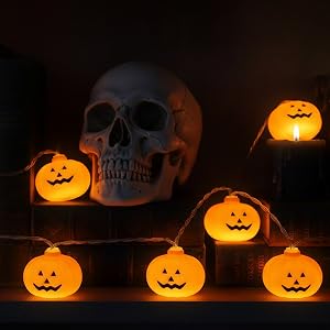 Halloween pumpkin string lights battery operated 16.4ft 30 LED remote control waterproof 8 modes