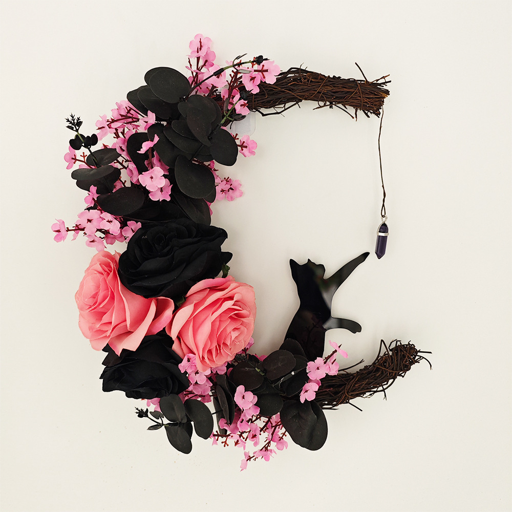 🔥Last Day 50% OFF - 🐈‍⬛🌙Handmade Halloween Cat Wreath(📦Buy 3 Free Shipping)