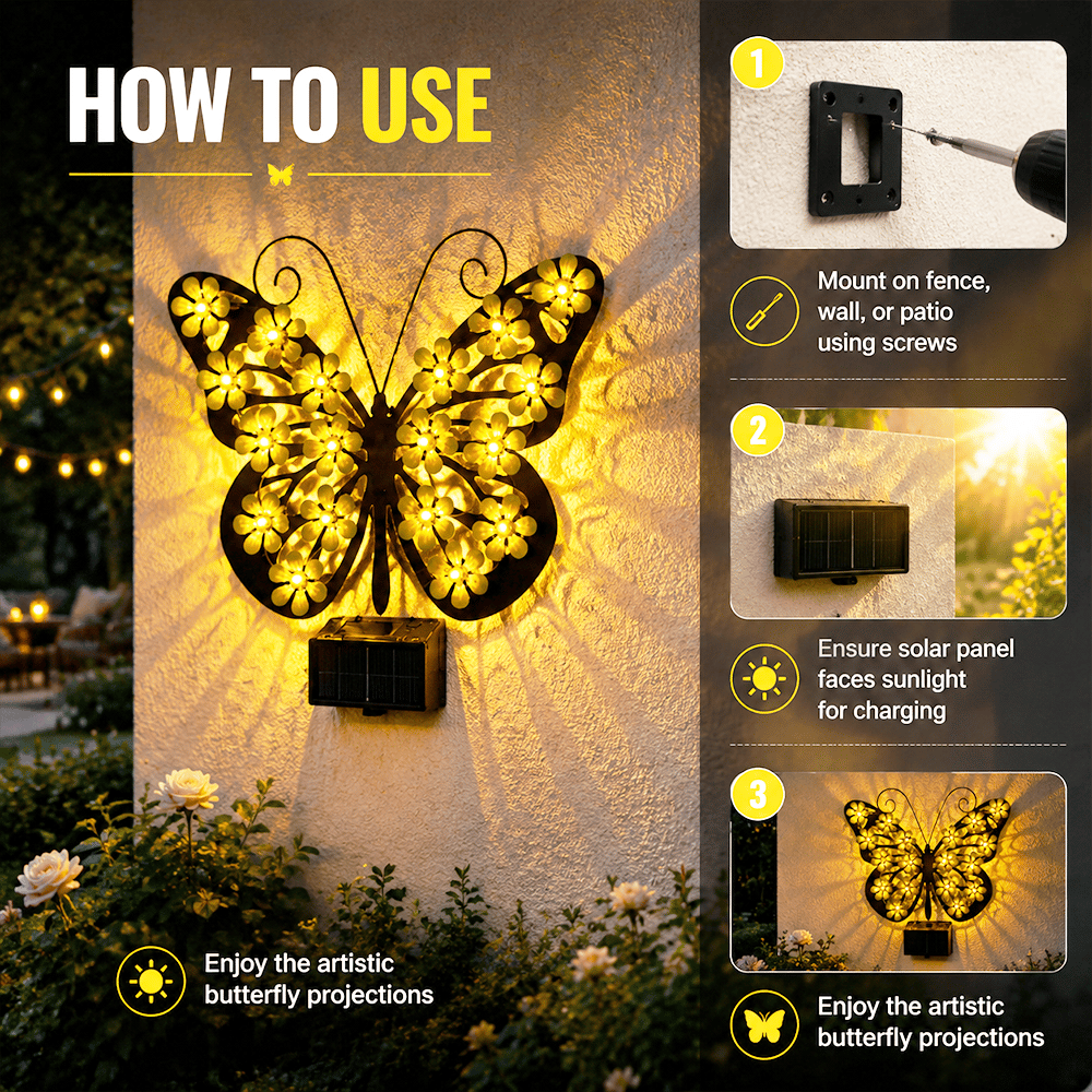 🦋Beautiful Solar Metal Butterfly Garden Light☀️