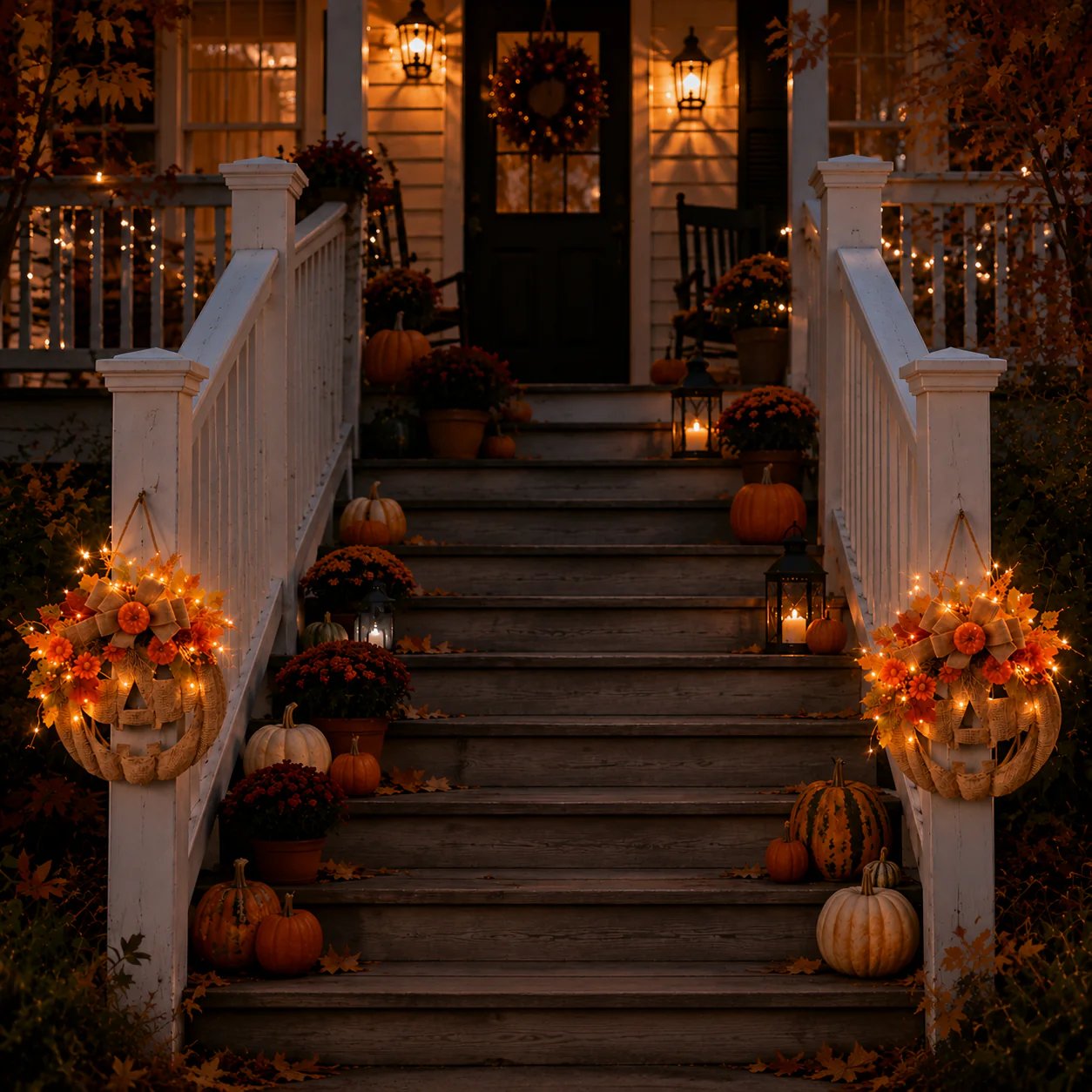 ✨ Lighted Burlap Pumpkin Wreath 🎃For Halloween and Christmas