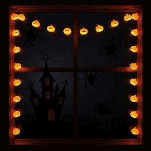 halloween pumpkin string lights on window frame battery operated warm white fairy lights