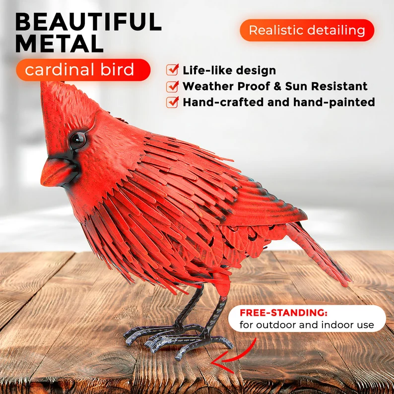 Metal Cardinal Garden Decor
