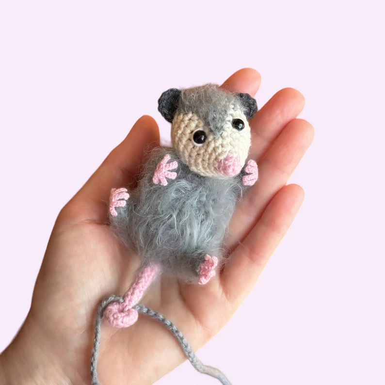 Possum RearView Mirror Accessory Crochet Opossum Car Charm