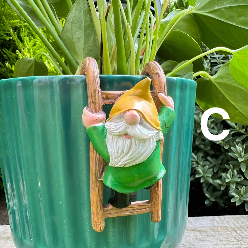 3pcs Gnome Flowerpot Hugger Set | Resin Art | Hand Painted Art