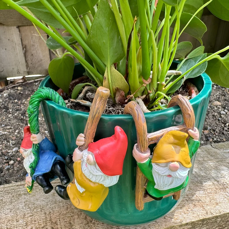 3pcs Gnome Flowerpot Hugger Set | Resin Art | Hand Painted Art