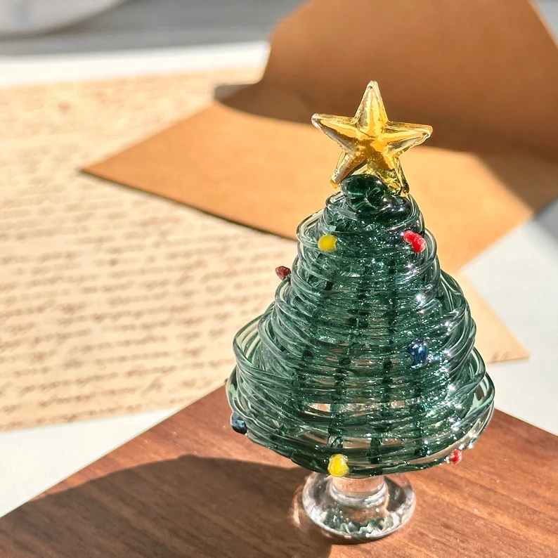 Handmade Glass Christmas Tree Statue