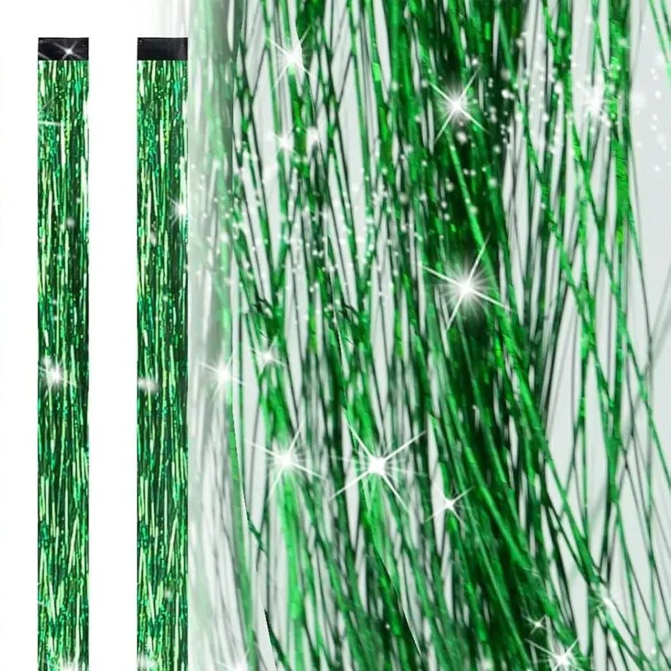 19.7 Inch Clip In Hair Fairy Tinsel Kit Clips Clip On Glitter Hair Tinsel Extensions 10 Colors