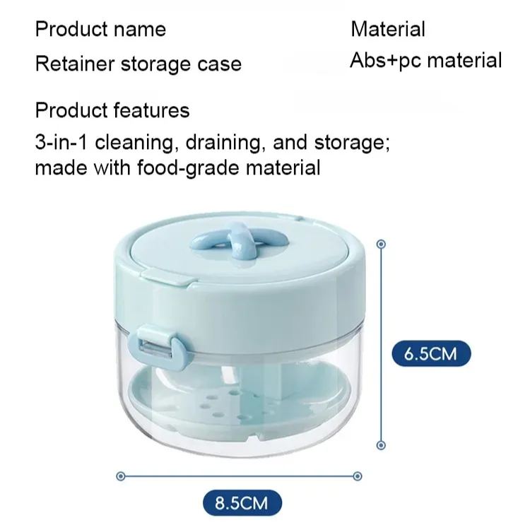 Retainer Mouth Guard Soak Container Box, Denture Bath Case with Strainer Basket
