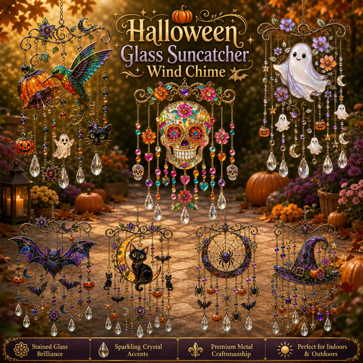 🎃Halloween Glass Suncatcher Wind Chime