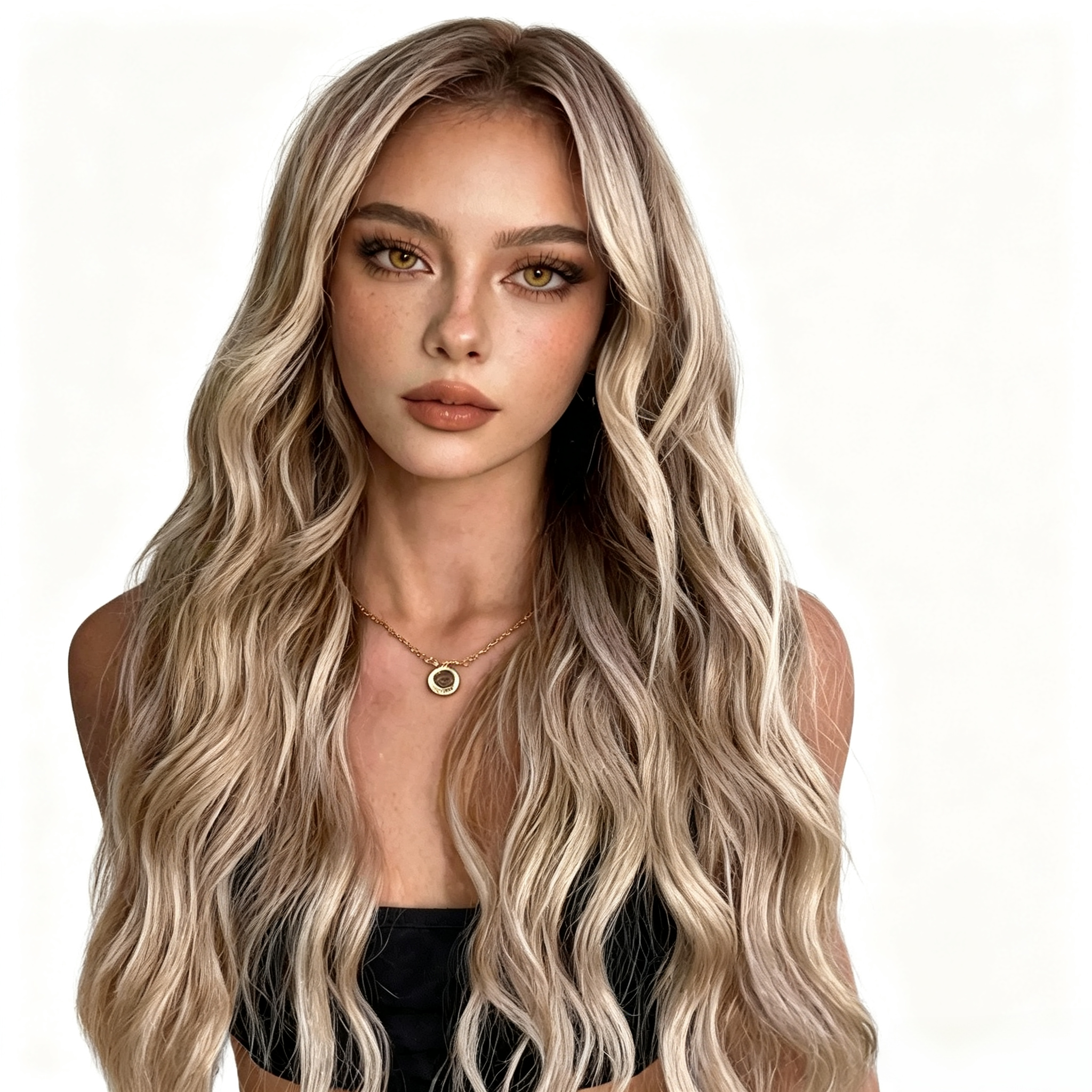 26 Inch Middle Part Long Wavy Synthetic Wig for Women, Heat Resistant Layered Curly Wig for Daily Party Halloween Cosplay