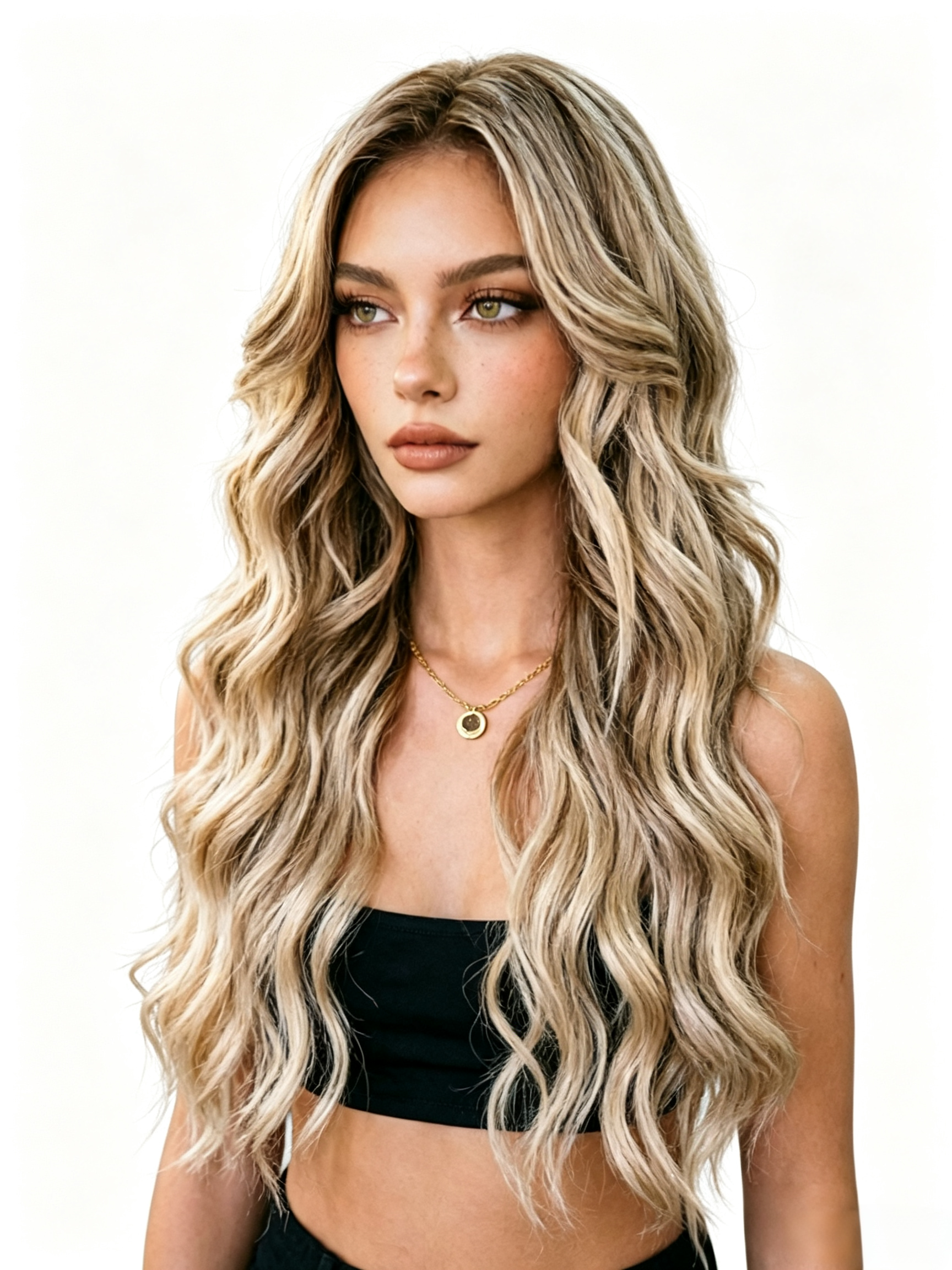 26 Inch Middle Part Long Wavy Synthetic Wig for Women, Heat Resistant Layered Curly Wig for Daily Party Halloween Cosplay