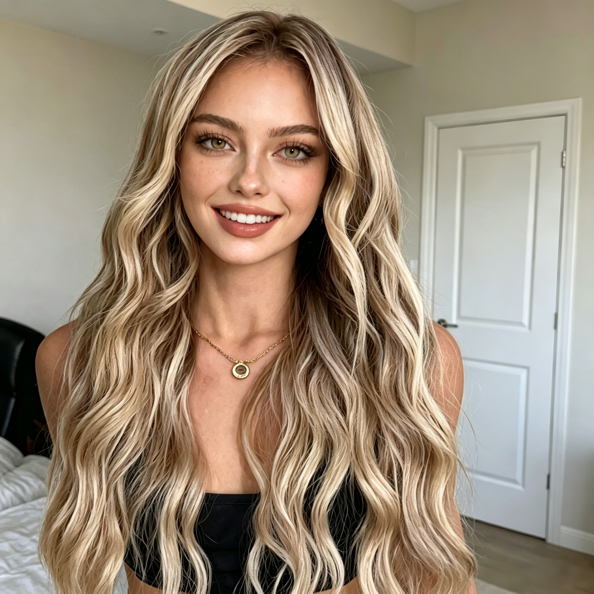 FSK Long Wavy Wig for Women,26 Inch Middle Part Layered Curly Synthetic Wig,Heat Resistant High Temperature Fiber Wigs With Multiple Colors For Daily Party Halloween Cosplay