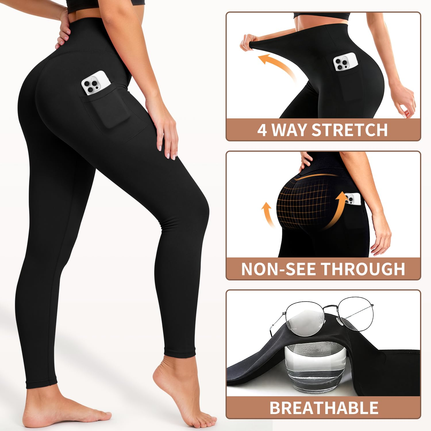 High Waisted Leggings for Women, Buttery Soft Full Length Yoga Pants, Workout Athletic Daily Wear
