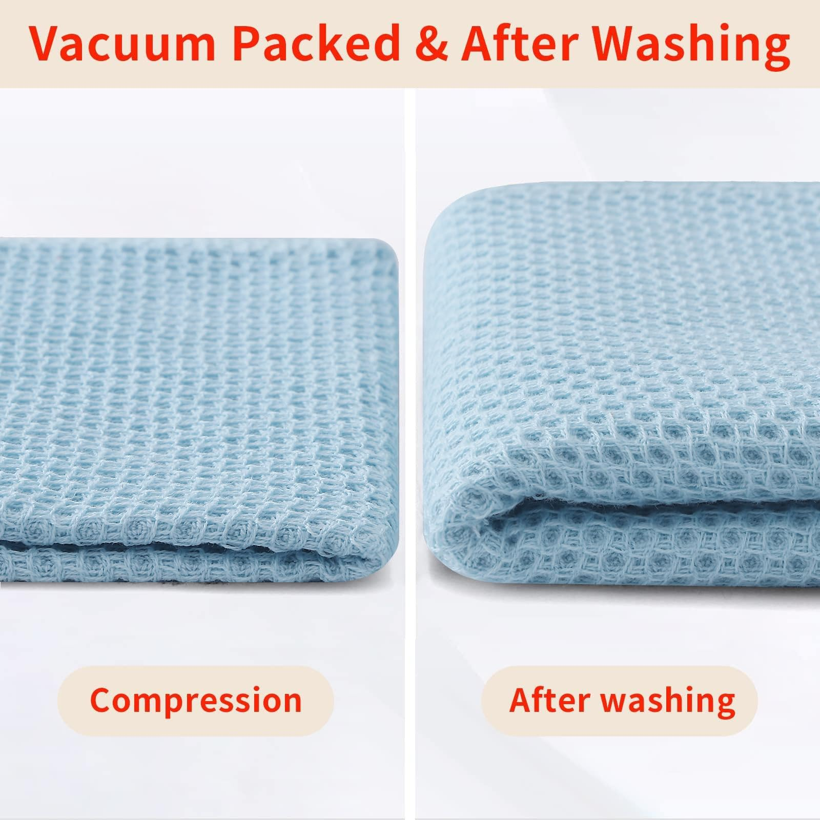 6-Pack Waffle Weave Cotton Kitchen Dish Cloths, Soft Absorbent Quick Dry Towels, 12×12 in, Dark Grey