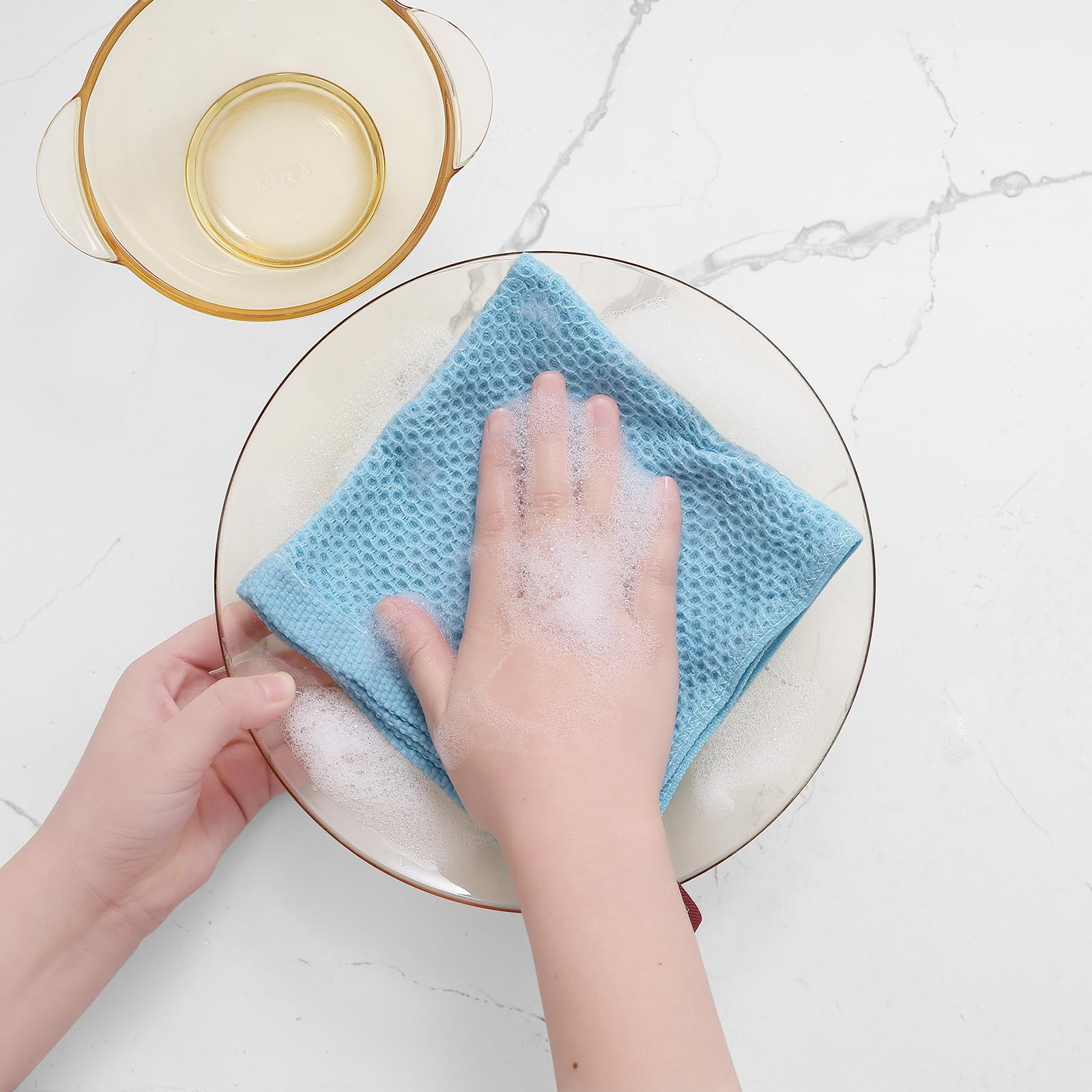 6-Pack Waffle Weave Cotton Kitchen Dish Cloths, Soft Absorbent Quick Dry Towels, 12×12 in, Dark Grey