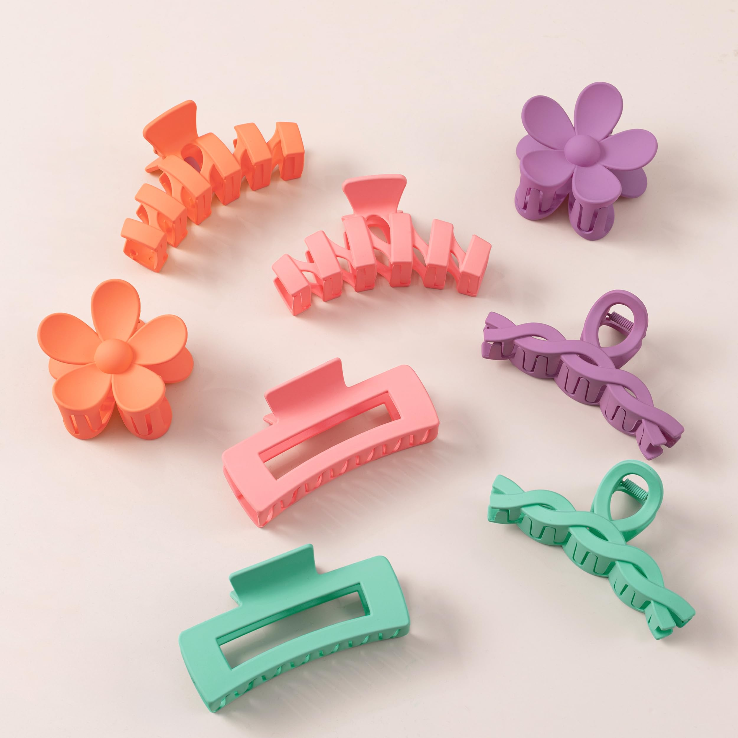 8 Pack Neutral Flower Hair Claw Clips, Non-Slip Strong Hold Jaw Clips for Thick Hair, Women Hair Accessories