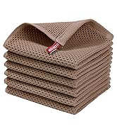 6-Pack Waffle Weave Cotton Kitchen Dish Cloths, Soft Absorbent Quick Dry Towels, 12×12 in, Dark Grey