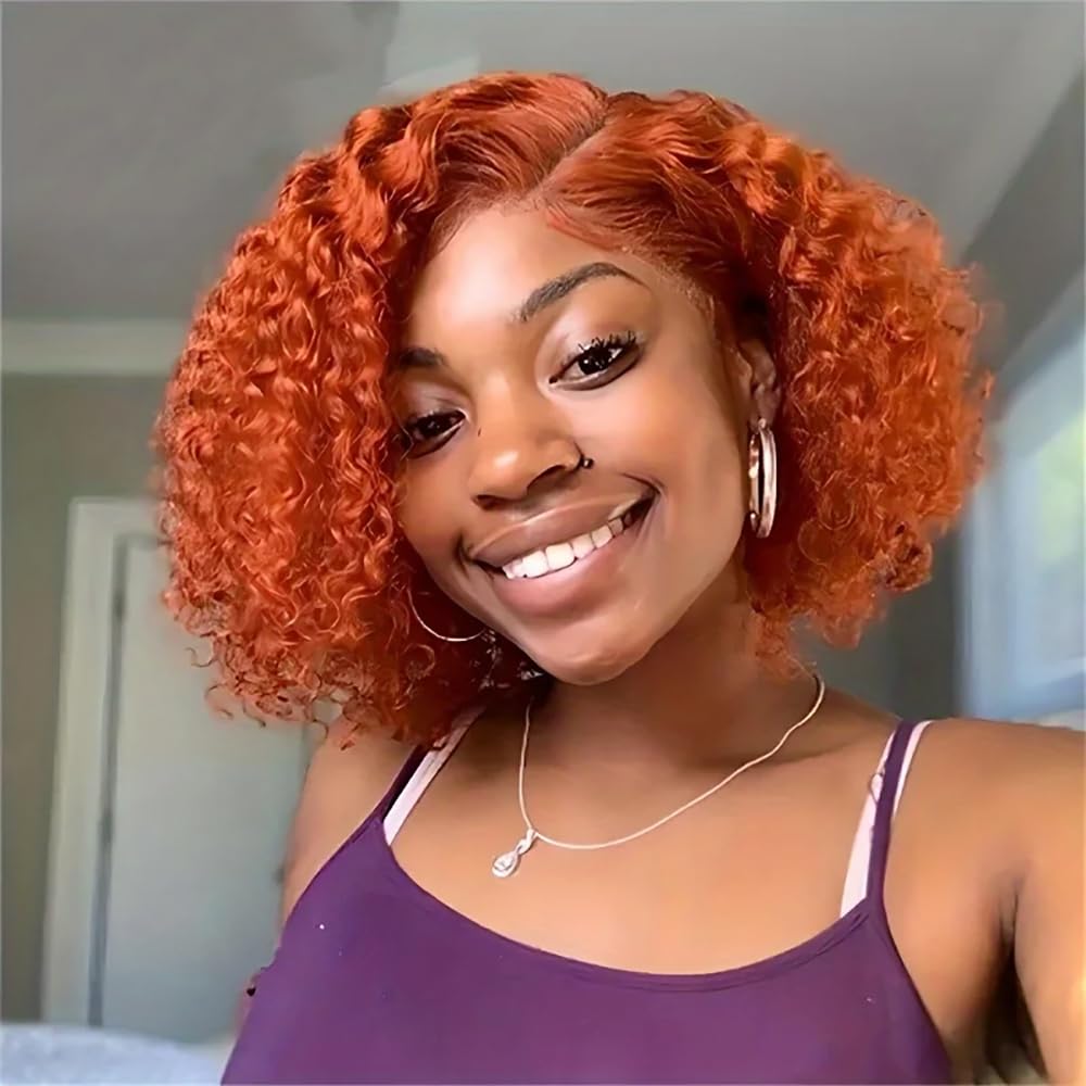 12" Deep Wave Bob Glueless Human Hair Wig, 4x4 Lace Closure Pre Plucked Pre Cut