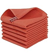 6-Pack Waffle Weave Cotton Kitchen Dish Cloths, Soft Absorbent Quick Dry Towels, 12×12 in, Dark Grey