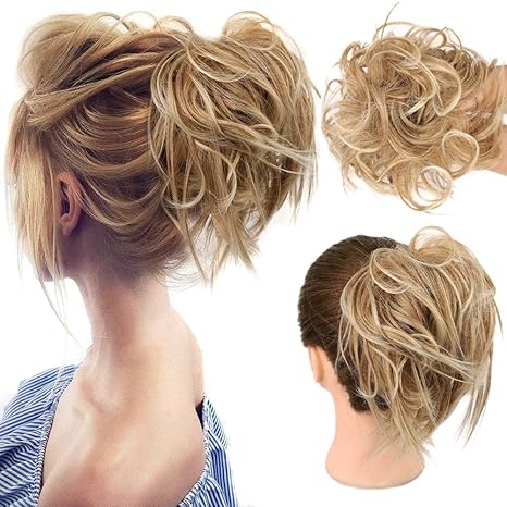 Messy Bun Hair Piece, Natural Curly Scrunchie Extensions