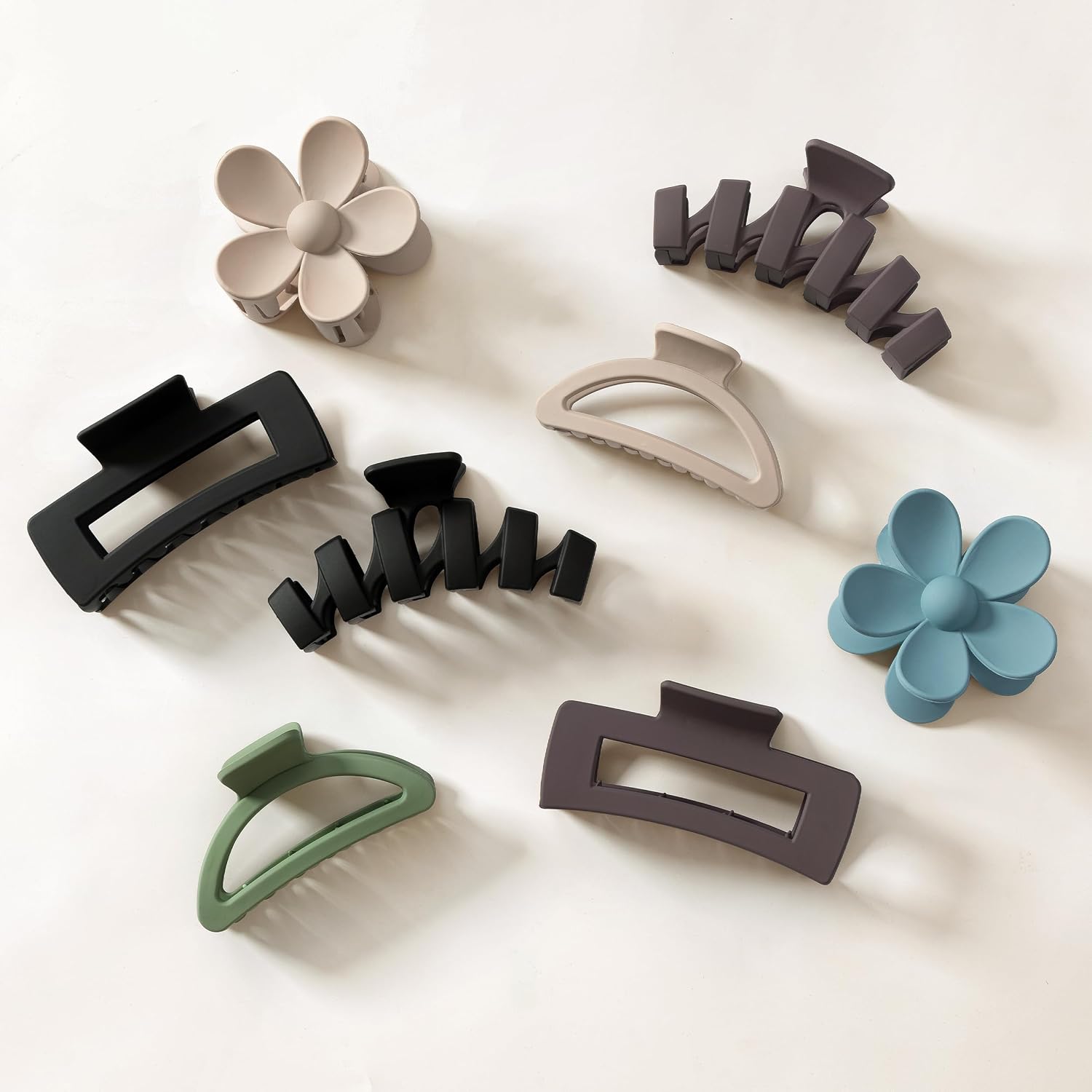 8 Pack Neutral Flower Hair Claw Clips, Non-Slip Strong Hold Jaw Clips for Thick Hair, Women Hair Accessories