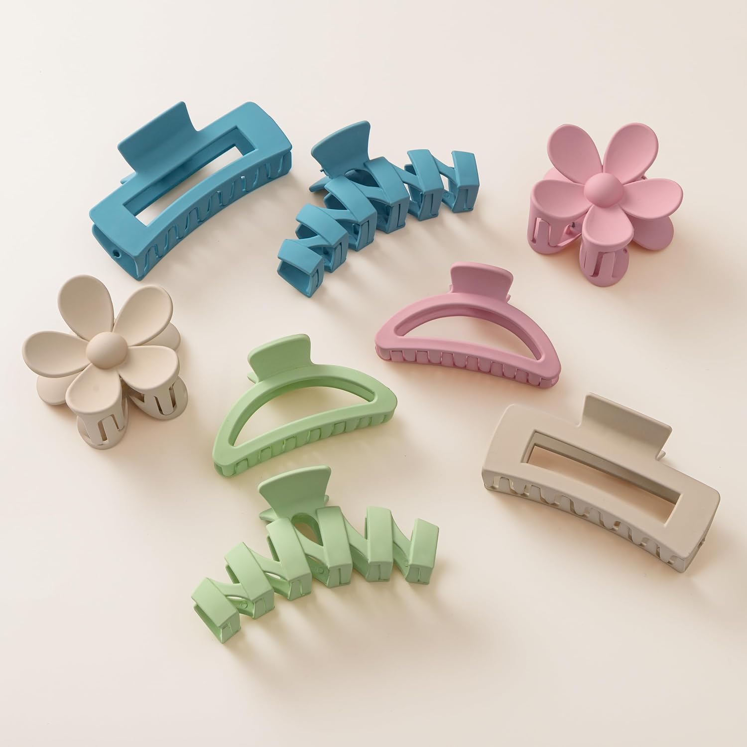 8 Pack Neutral Flower Hair Claw Clips, Non-Slip Strong Hold Jaw Clips for Thick Hair, Women Hair Accessories