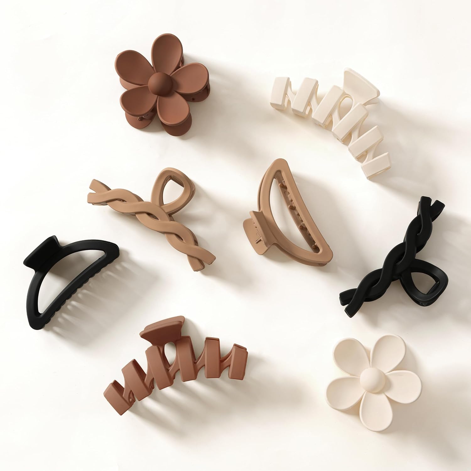 8 Pack Neutral Flower Hair Claw Clips, Non-Slip Strong Hold Jaw Clips for Thick Hair, Women Hair Accessories