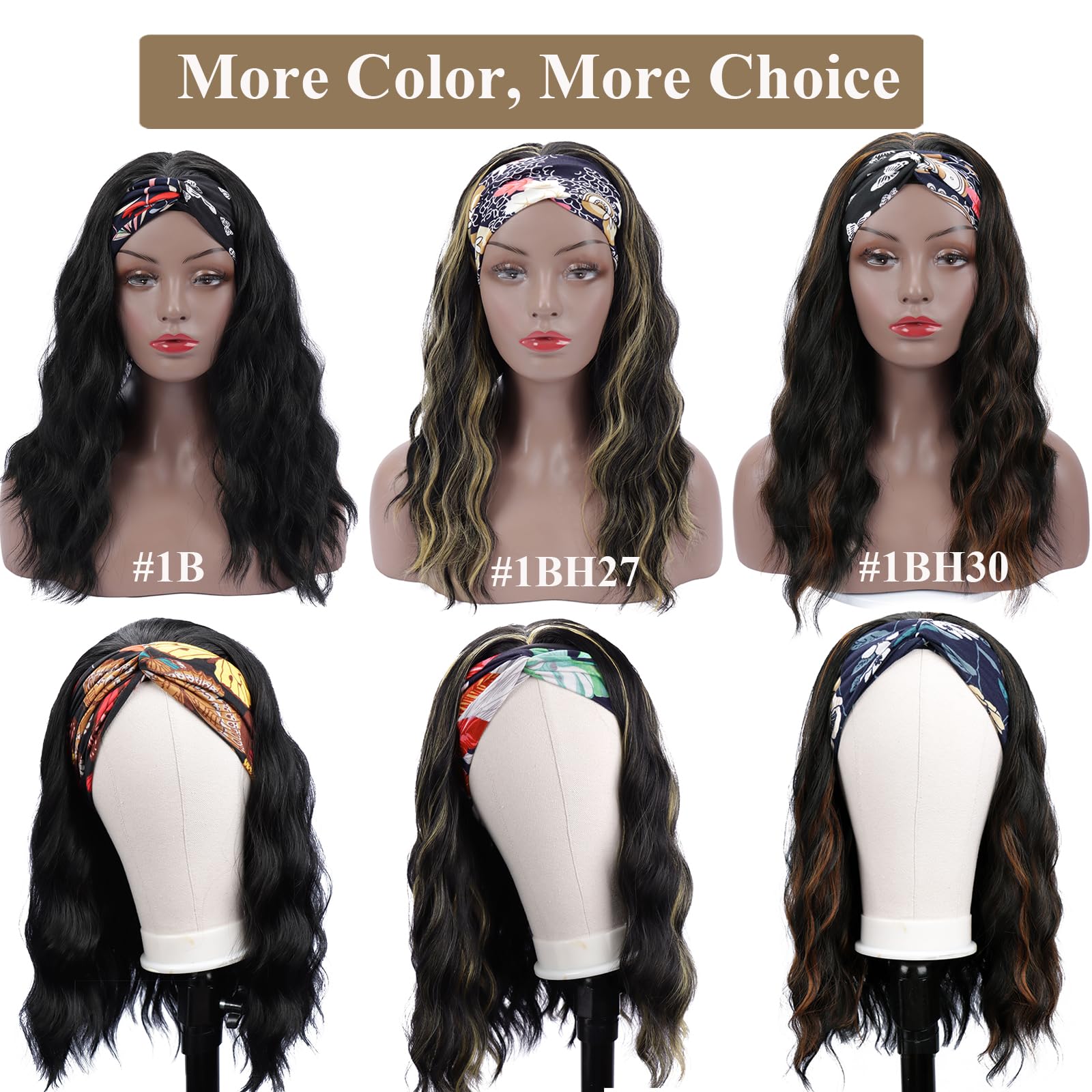 26 Inch Ombre Blonde Body Wave Headband Wig, Glueless Long Wavy Wig