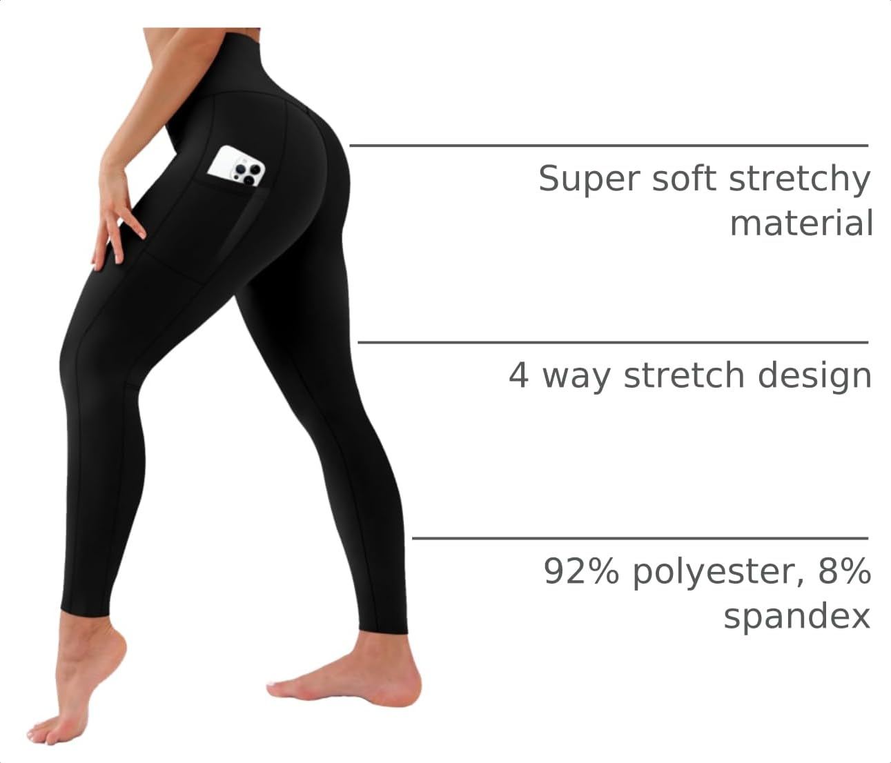 High Waisted Leggings for Women, Buttery Soft Full Length Yoga Pants, Workout Athletic Daily Wear