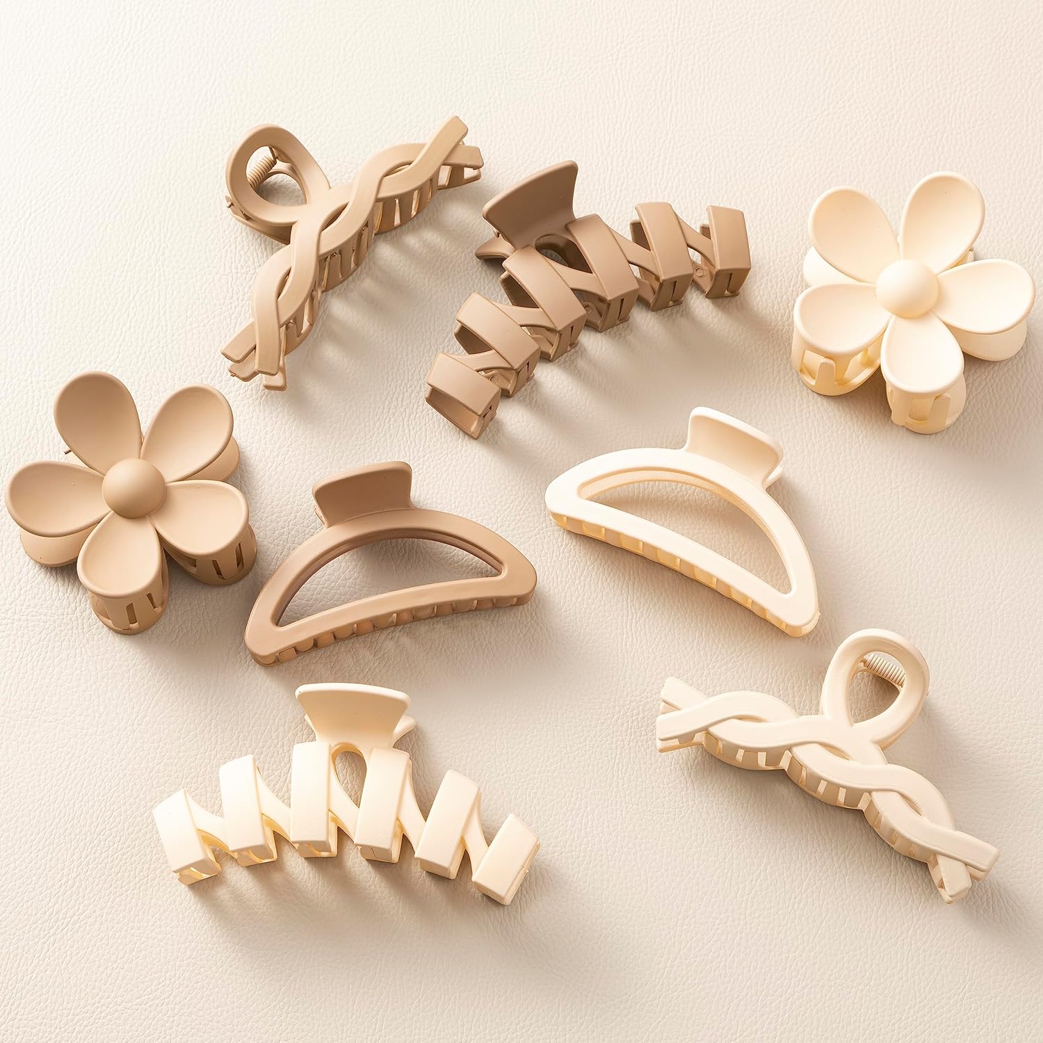 8 Pack Neutral Flower Hair Claw Clips, Non-Slip Strong Hold Jaw Clips for Thick Hair, Women Hair Accessories
