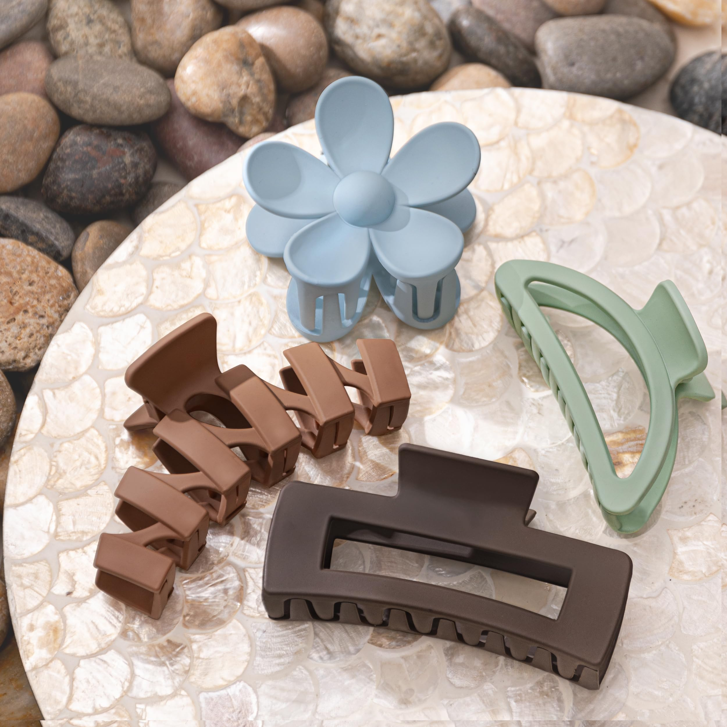 8 Pack Neutral Flower Hair Claw Clips, Non-Slip Strong Hold Jaw Clips for Thick Hair, Women Hair Accessories