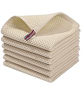 6-Pack Waffle Weave Cotton Kitchen Dish Cloths, Soft Absorbent Quick Dry Towels, 12×12 in, Dark Grey