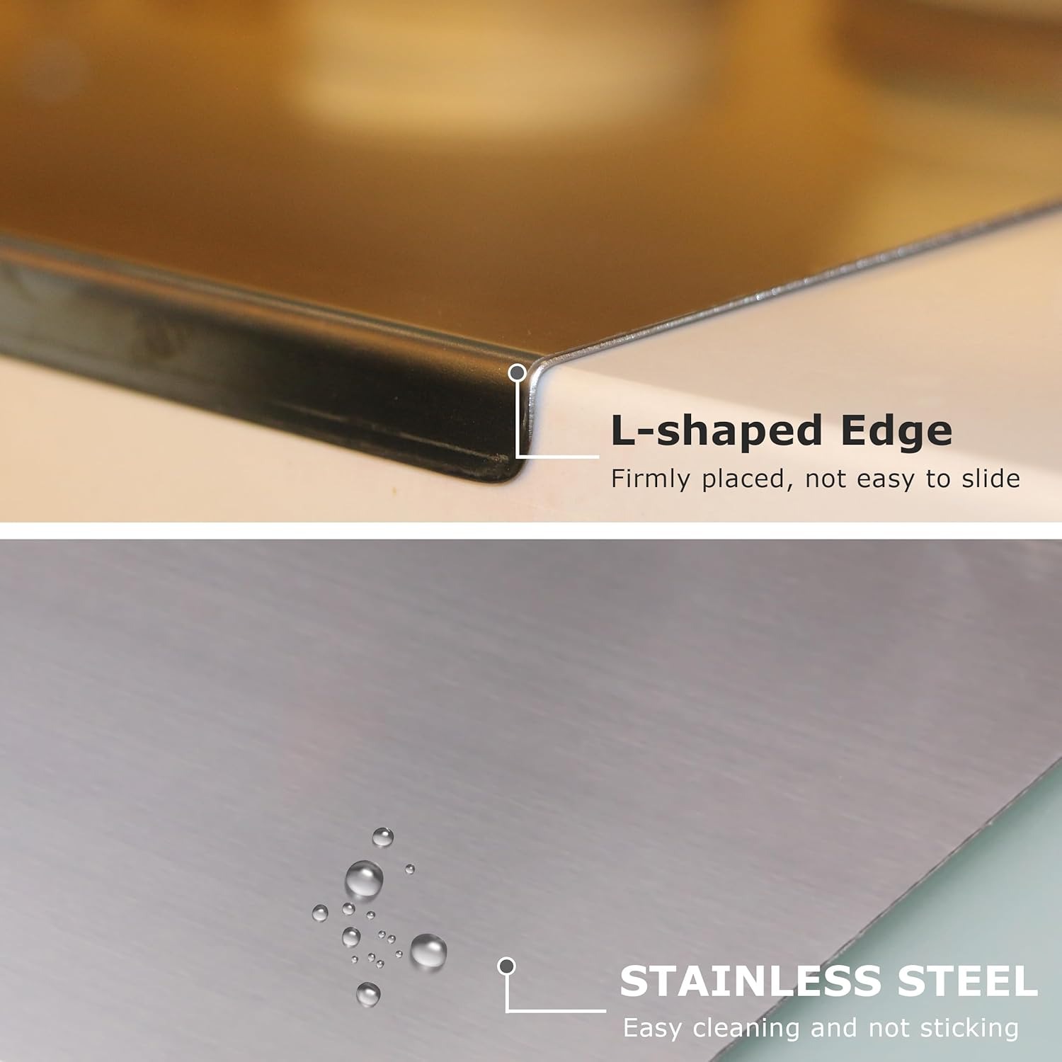 40×30cm Stainless Steel Cutting Board, Kitchen Mat for Kneading, Meat, Fruit & Baking