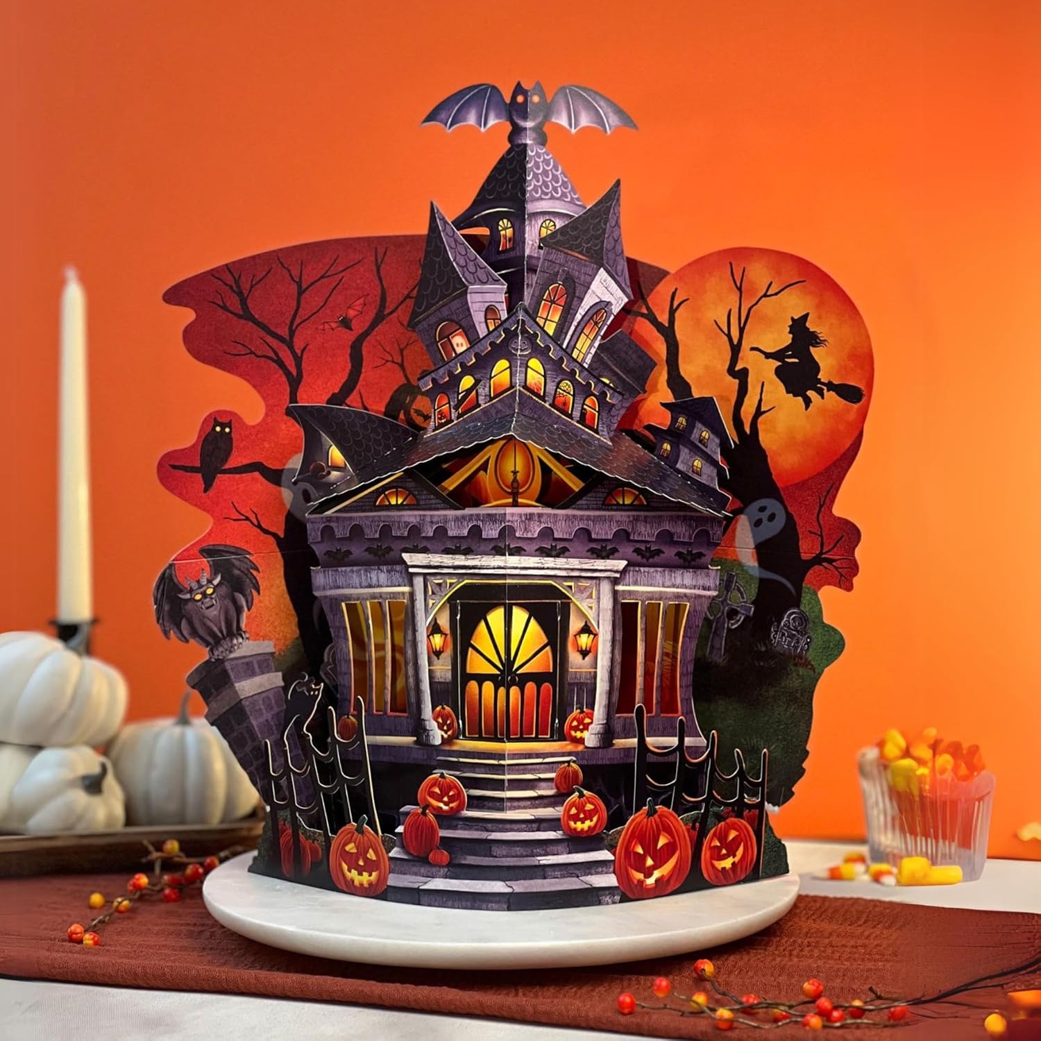 15" Haunted House 3D Pop Up Card | Halloween & Birthday Popup Greeting Card with Blank Note & Envelope