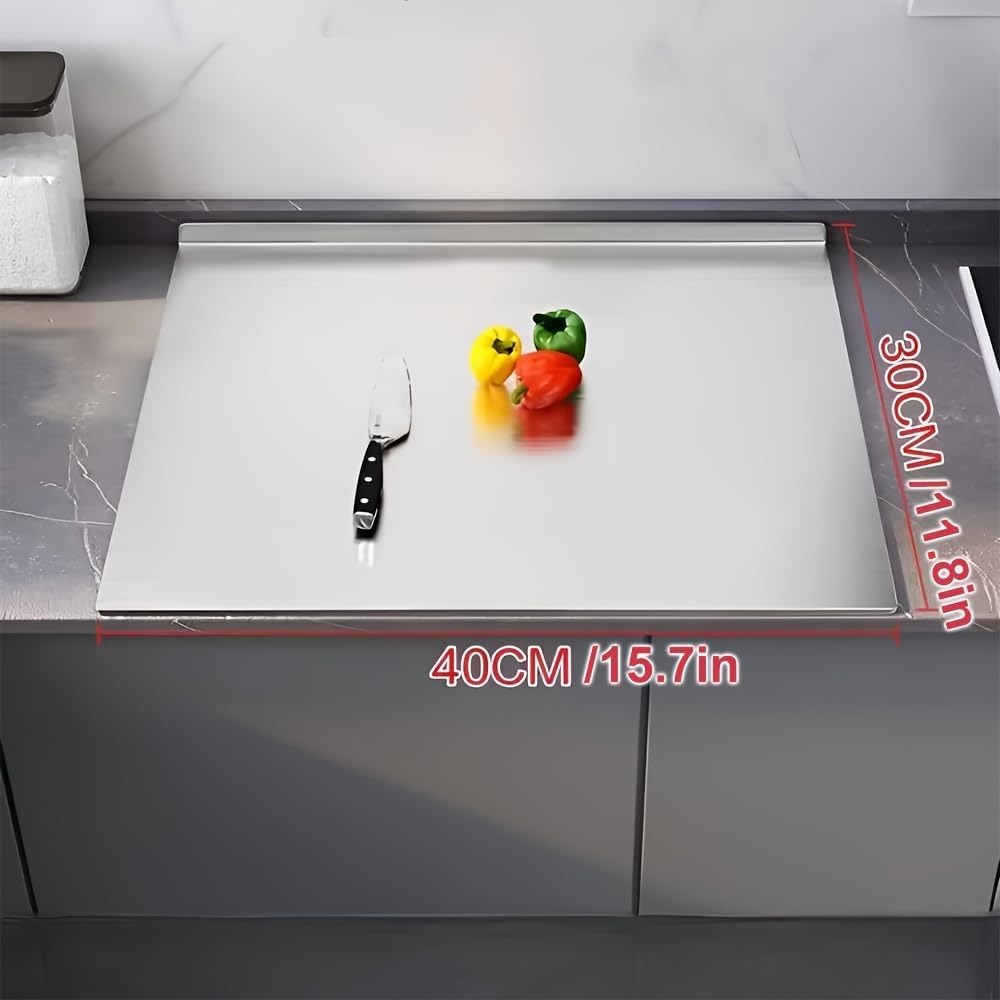 40×30cm Stainless Steel Cutting Board, Kitchen Mat for Kneading, Meat, Fruit & Baking