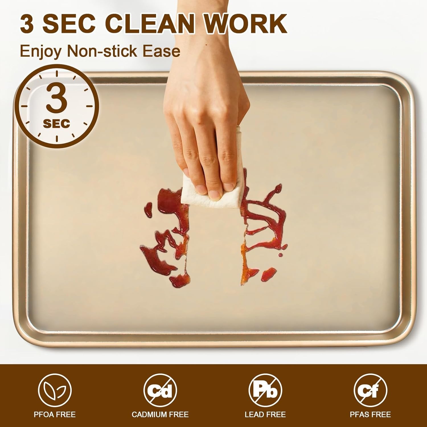 2 Pack Nonstick Carbon Steel Baking Pans, 15x10 Inch Heavy Duty Cookie Sheets, Easy Clean