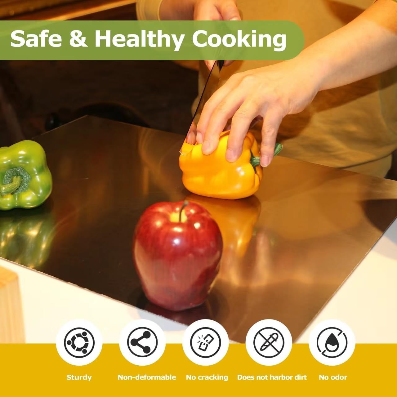 40×30cm Stainless Steel Cutting Board, Kitchen Mat for Kneading, Meat, Fruit & Baking