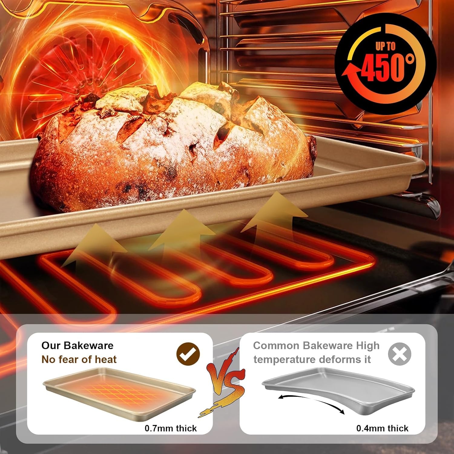 2 Pack Nonstick Carbon Steel Baking Pans, 15x10 Inch Heavy Duty Cookie Sheets, Easy Clean