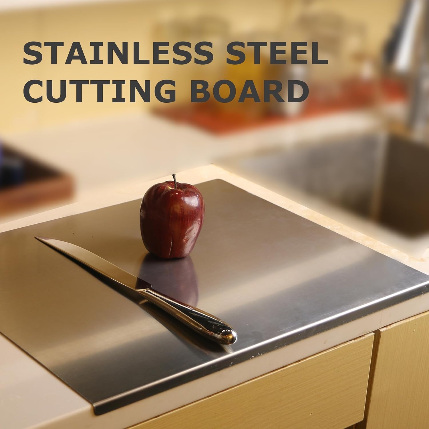 40×30cm Stainless Steel Cutting Board, Kitchen Mat for Kneading, Meat, Fruit & Baking