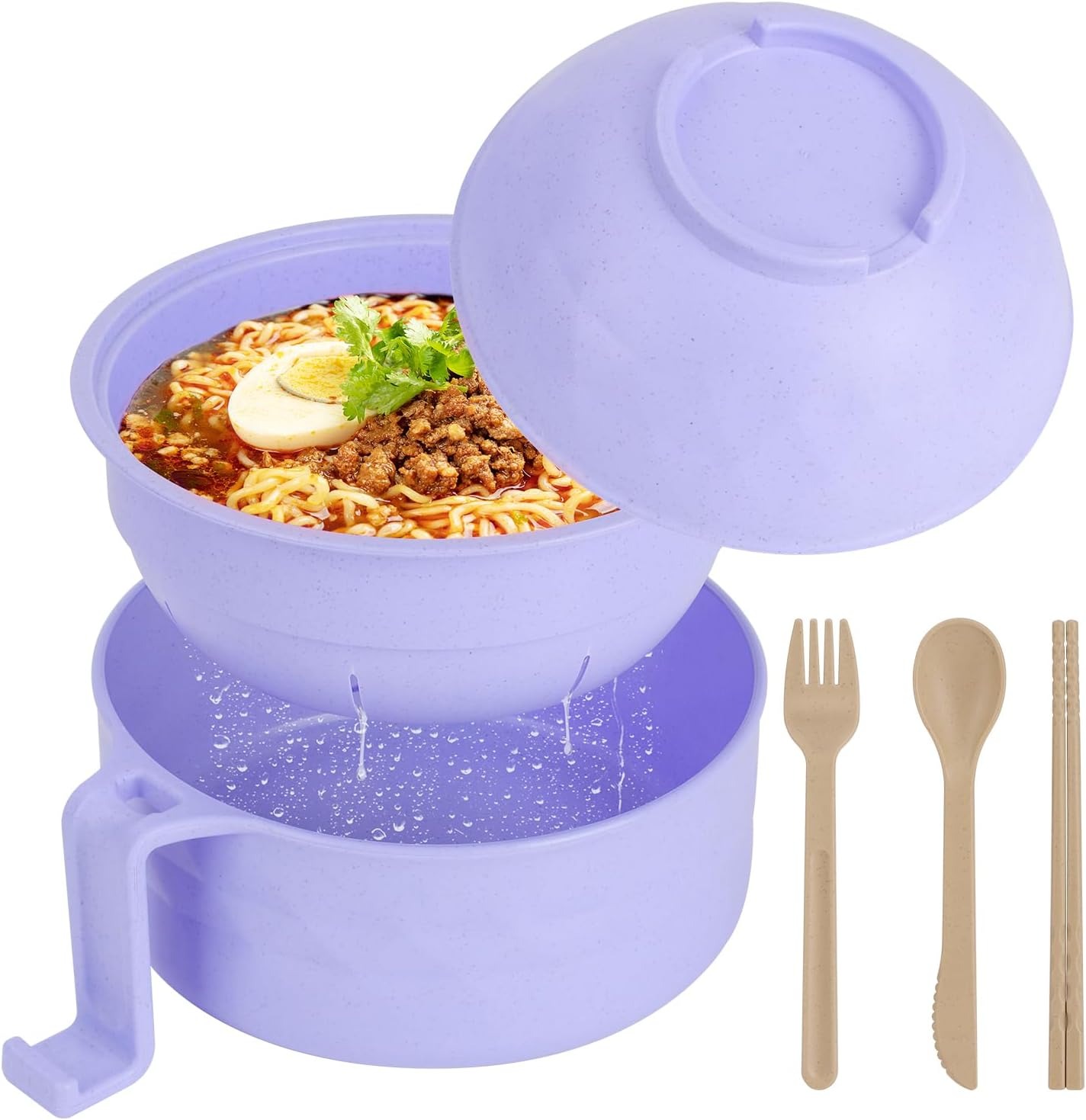 33oz Ramen Bowl Set with Chopsticks & Spoon, Microwave Ramen & Pasta Cooker, Dorm Essentials, Black
